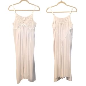 Oscar de la Renta Pink Label White Slip Sleep Dress L Ethereal Romantic Wedding